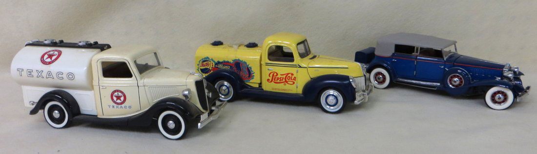 Three die-cast car and trucks - Franklin Mint, Golden, : Three die-cast car and trucks - Franklin Mint, Golden, etc.