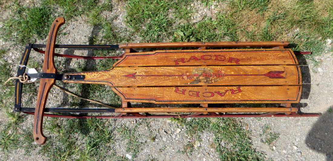Old Flexible Flyer Racer in original paint.: Old Flexible Flyer Racer (sled) in original paint & stenciling.