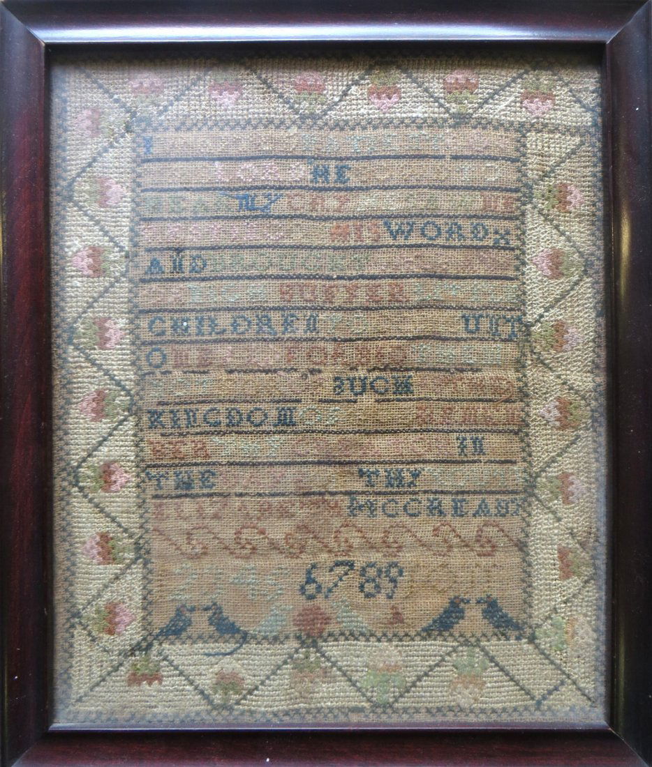 Motto sampler signed Elizabeth McCready. 8.5" x 10.5": Motto sampler signed Elizabeth McCready. 8.5" x 10.5"