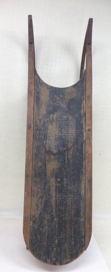 Early sled in blue and red paint - 50"L.: Early sled in blue and red paint - 50"L.