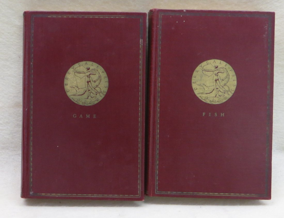 Book "The Derrydale Cook Book of Fish and Game" by: Book "The Derrydale Cook Book of Fish and Game" by Louis De Gouy - Vol 1 & 2 - 1st edition 1013/1250 - Derrydale press 1937 - Both volumes in good condition.