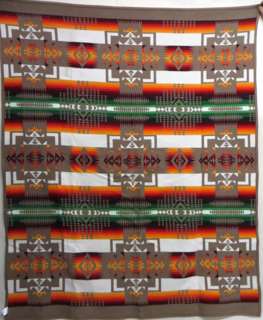 Pendleton "Beaver State" Native American style blanket: Pendleton "Beaver State" Native American style blanket - moth damage noticeable in corner, otherwise good condition.