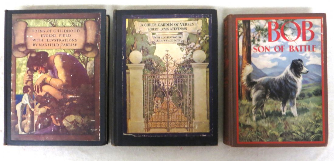 Three kids books including Poems of Childhood by Eugene: Three kids books including Poems of Childhood by Eugene Field illustrated by Maxfield Parrish - published by Charles Scribner's Sons 1904 - very good condition, A Child's Garden of Verses by Robert Lo