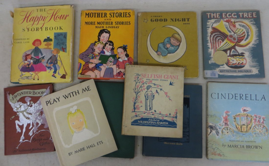 Grouping of 10 kid's story books, including "A Wonder: Grouping of 10 kid's story books, including "A Wonder Book for Boys and Girls" by Nathaniel Hawthorne published by McLoughlin Bros. NY 1908, "Farm Boy A Hunt For Indian Treasure" by Phil Strong and il