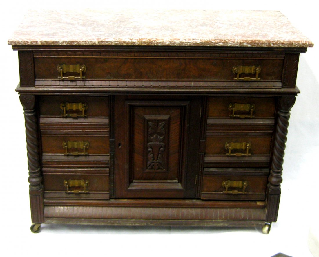 Victorian Eastlake black walnut marble top dresser 1 Jan 10, 2015