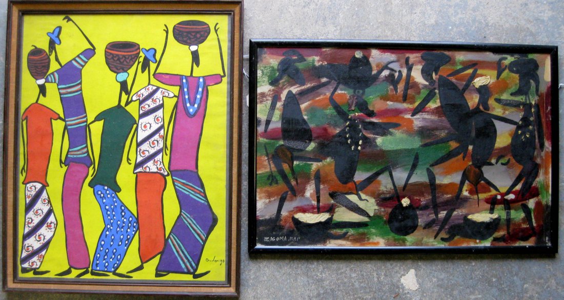 Two modernism paintings by Congo artists including O/B