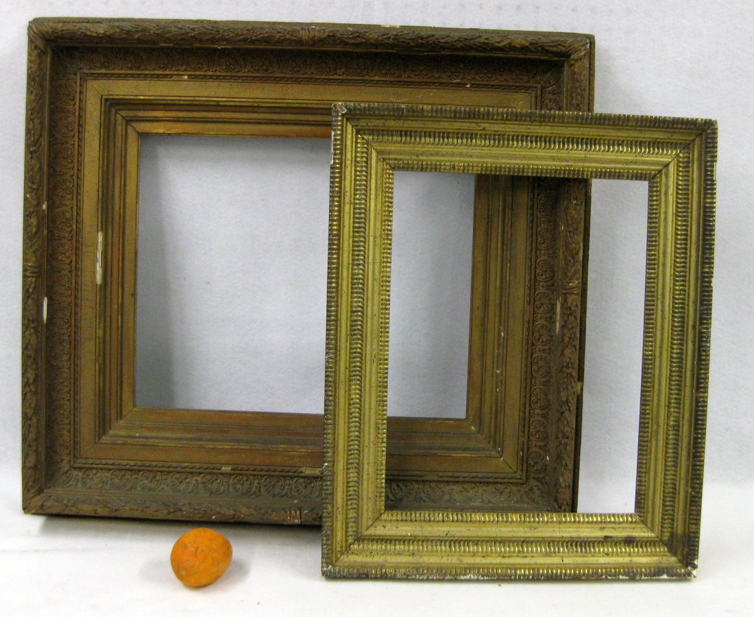 Two good mid-19th century frames including large gesso: Two good mid-19th century frames including large gesso frame and lemon gold frame - both in good condition with minor losses.