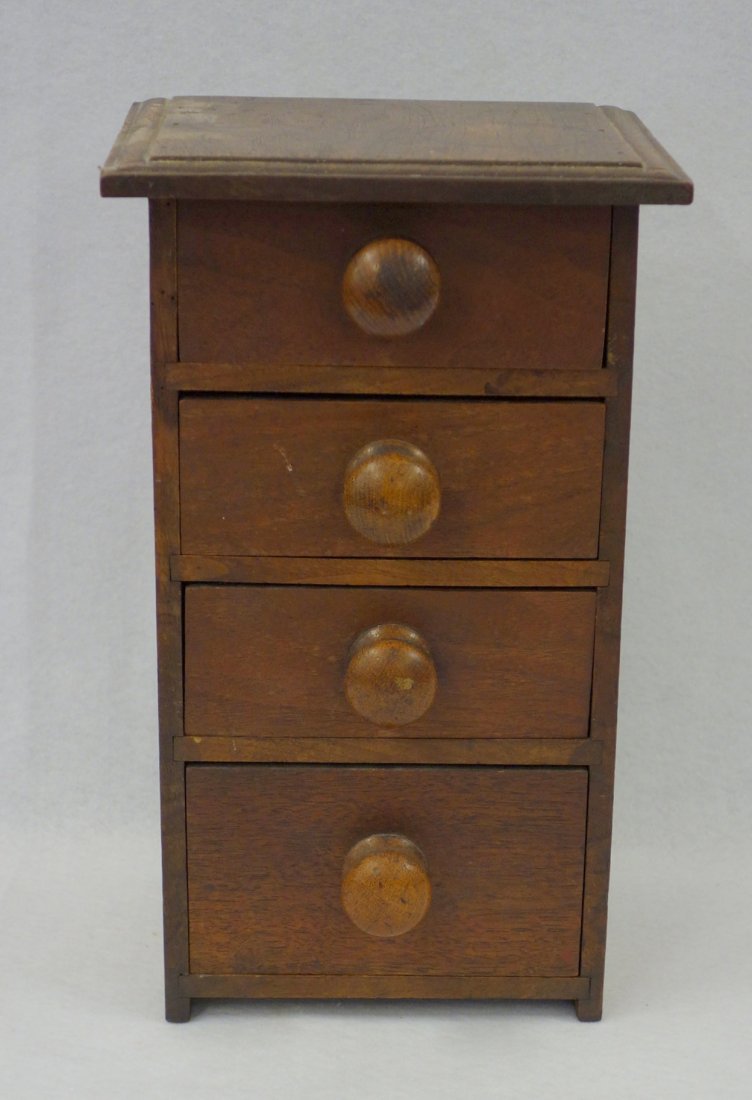 Small 4 drawer walnut spice box - drawers with (1 of 5)