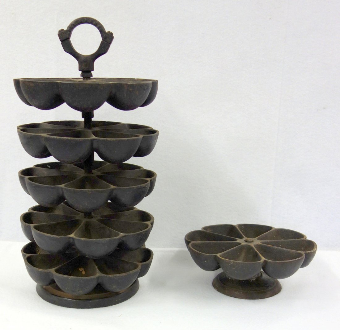 Two cast iron hardware holders - one with 5 rotating (1 of 4)