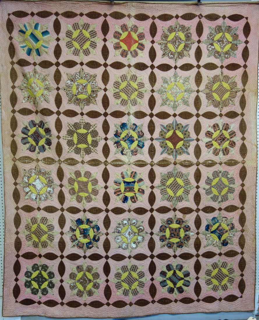 Floral pattern patchwork quilt - hand stitched - some (1 of 6)