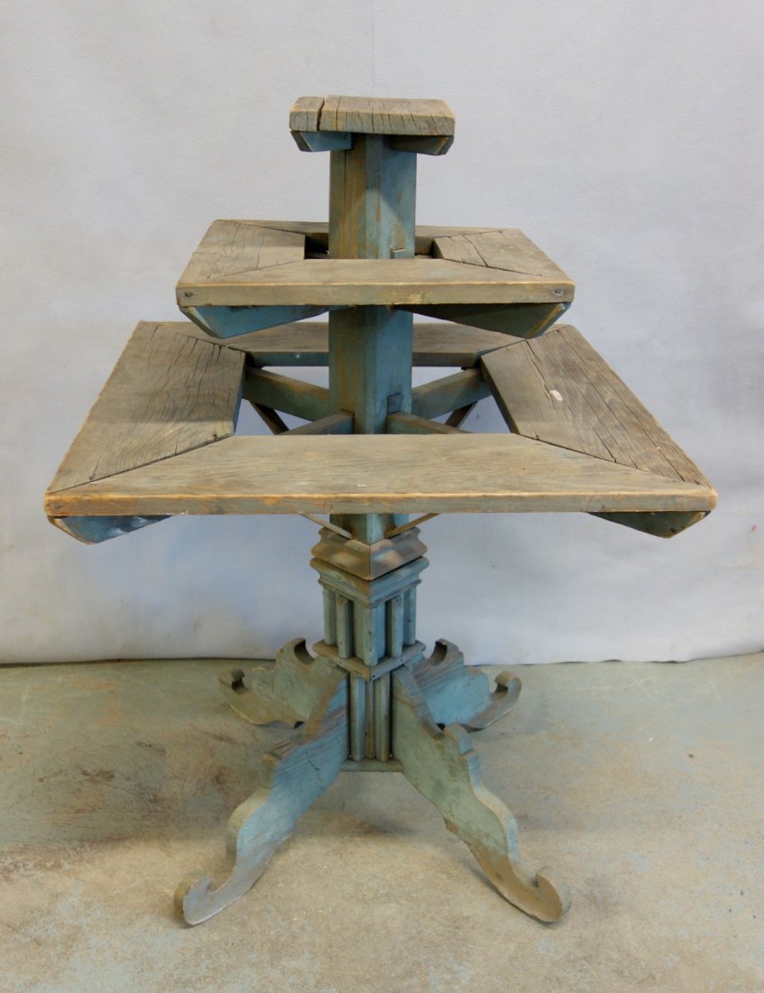 Unusual rustic revolving 3 tier plant stand in original (1 of 3)