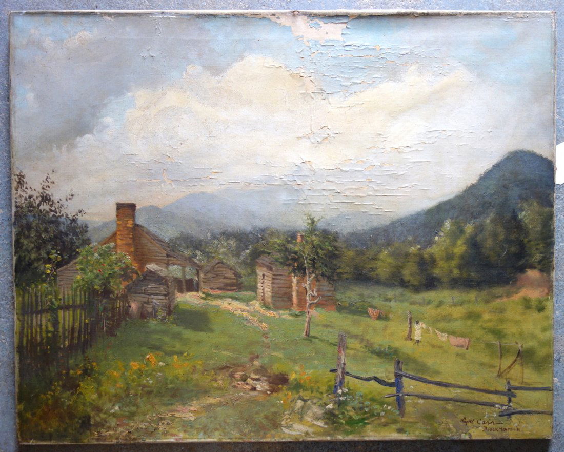 Lyell Carr, NY (1857-1912) - O/C Landscape with log (1 of 6)