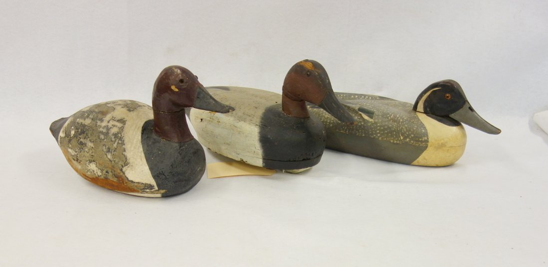 Three decoys including folky pintail in original paint, (1 of 9)