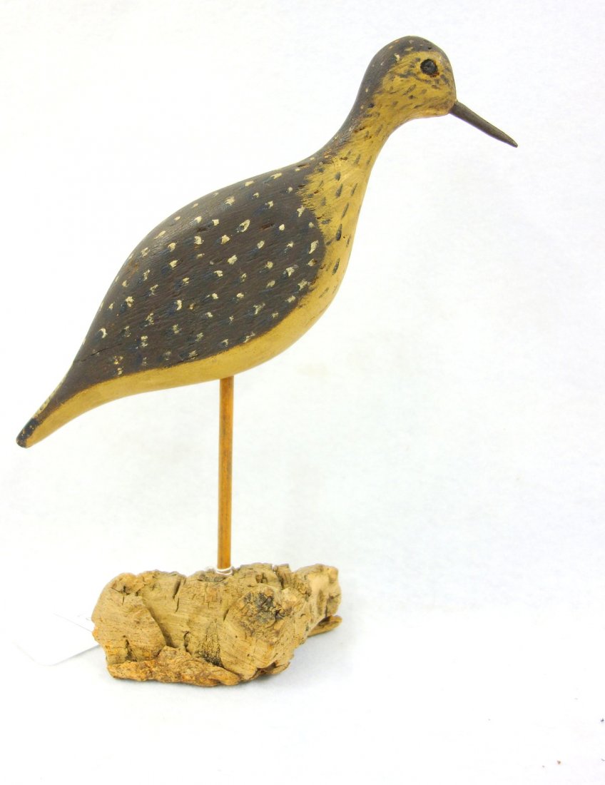 Yellowleg shorebird decoy - shot marks - broken bill. (1 of 4)