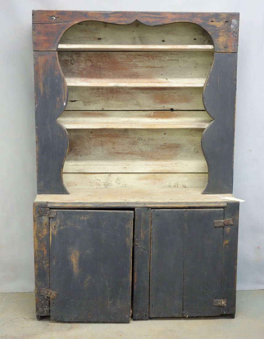 Primitive step-back cupboard with restoration - open (1 of 6)