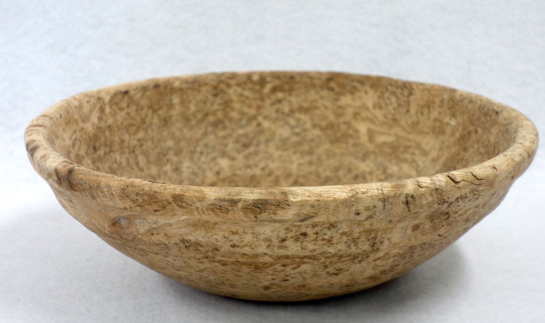 American ash burl bowl with shaped rim - 9.25"D x 3"H - (1 of 3)