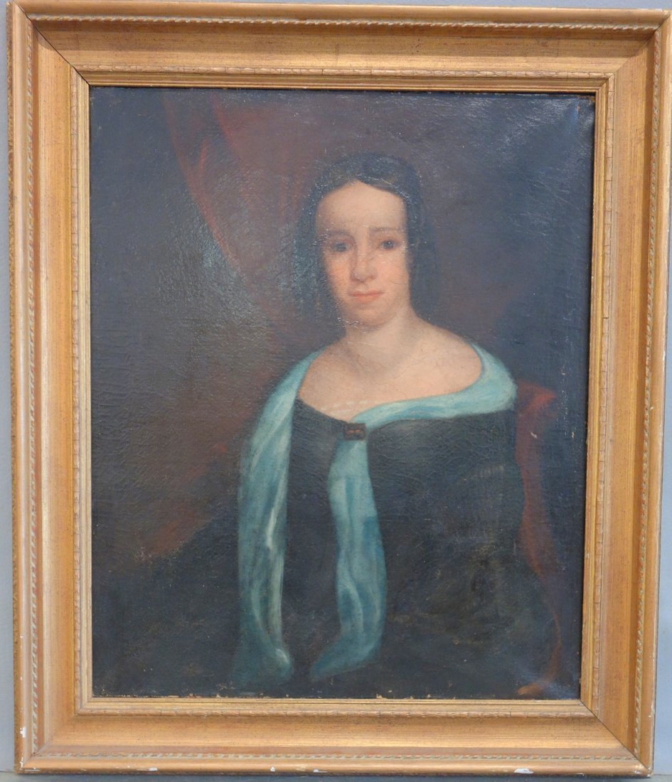 Early O/C Portrait of woman wearing a blue scarf - 25" (1 of 4)