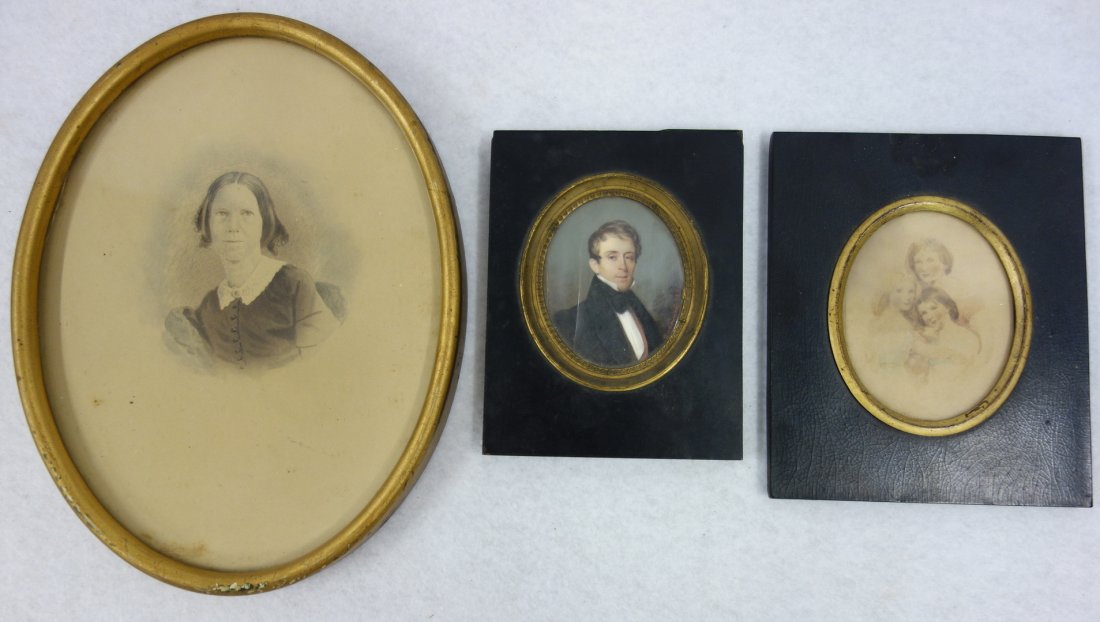 Three miniature paintings including oil portrait of (1 of 7)