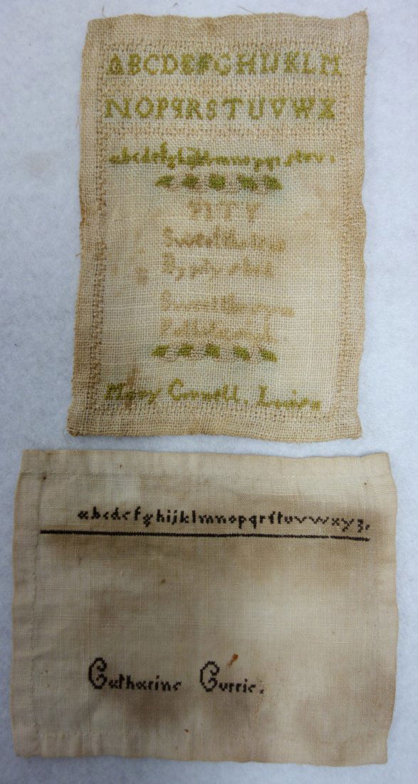Two miniature alphabet samplers one signed Catherine (1 of 4)