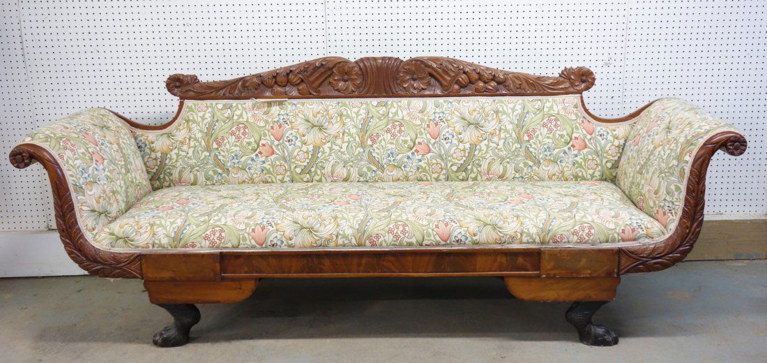 Heavily carved classical Sheraton sofa - crest with (1 of 8)