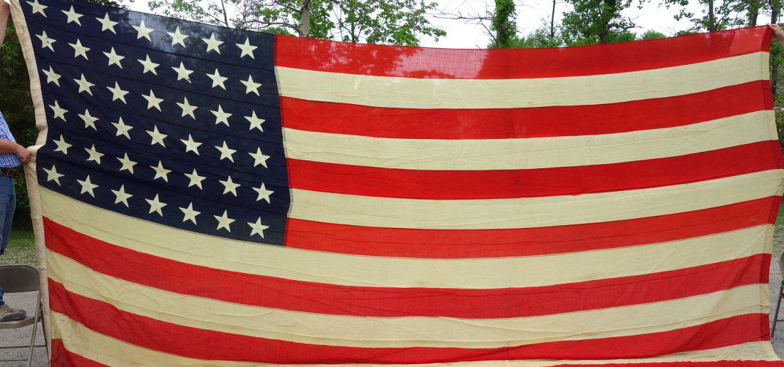 American naval flag with 42 hand sewn stars - marked on (1 of 4)