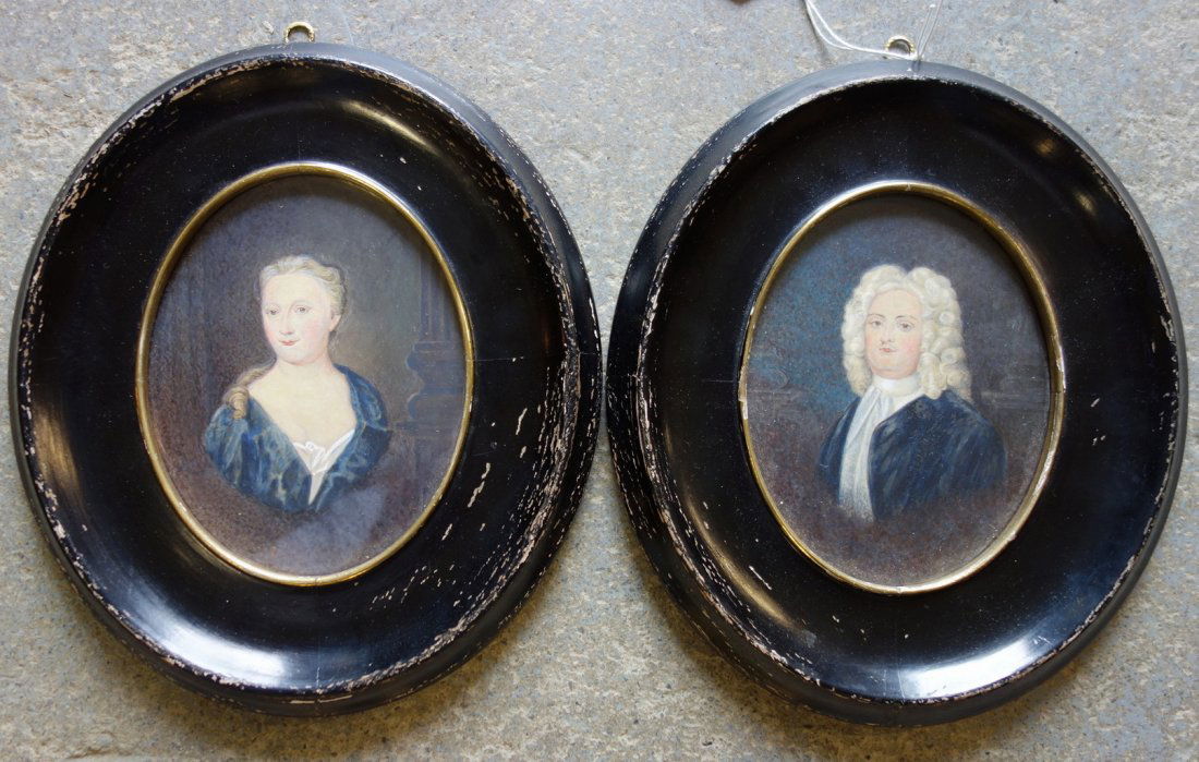 Pair of W/C Portraits of man and woman - gallery label (1 of 5)