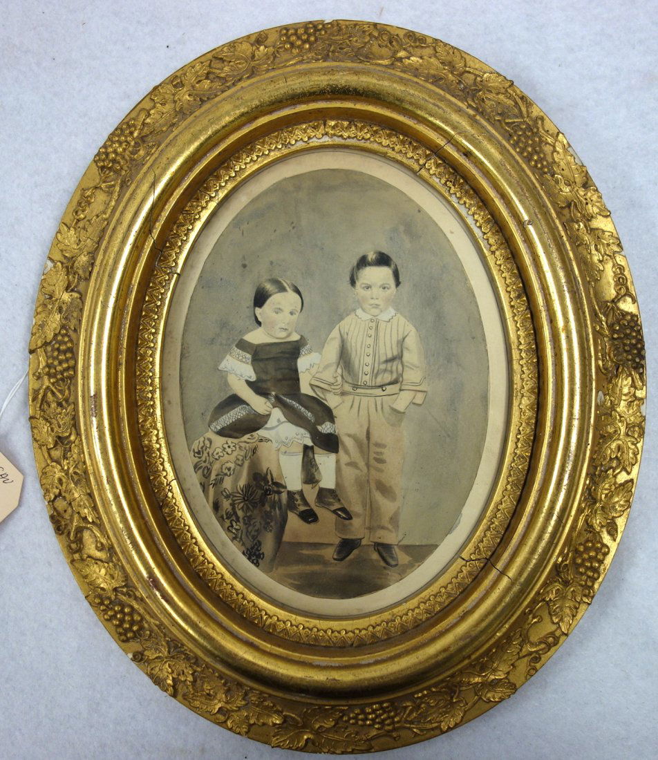 Good W/C Portrait of young girl and young boy. The boy (1 of 4)