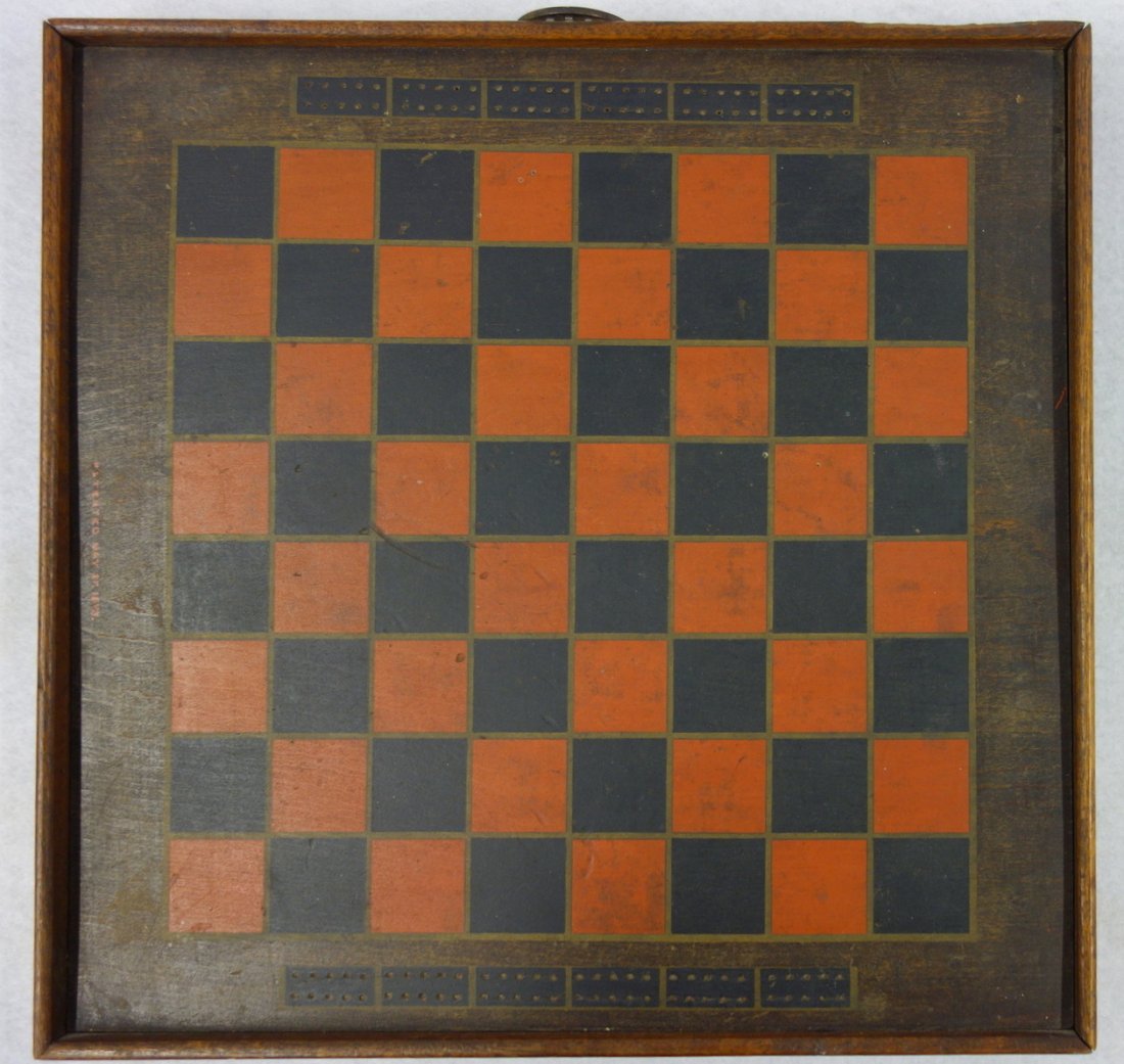 Double sided game board with red and black squares with (1 of 4)