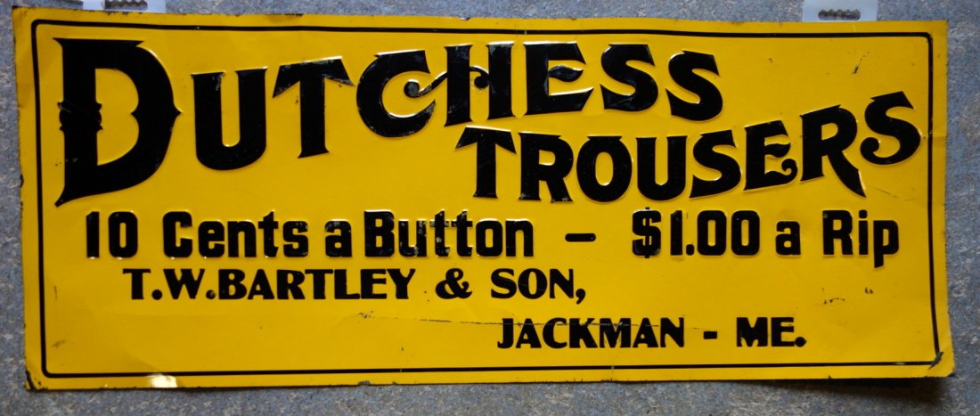 Tin black and yellow advertising sign "Dutchess (1 of 2)