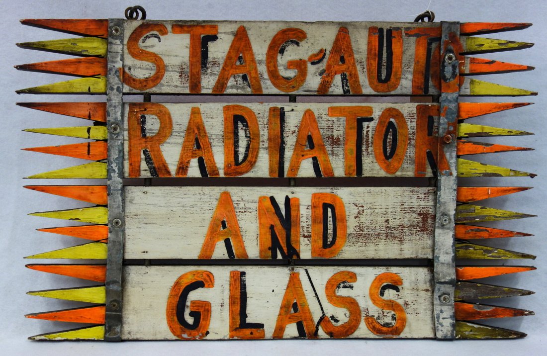 Wooden double side auto repair trade sign in original (1 of 3)