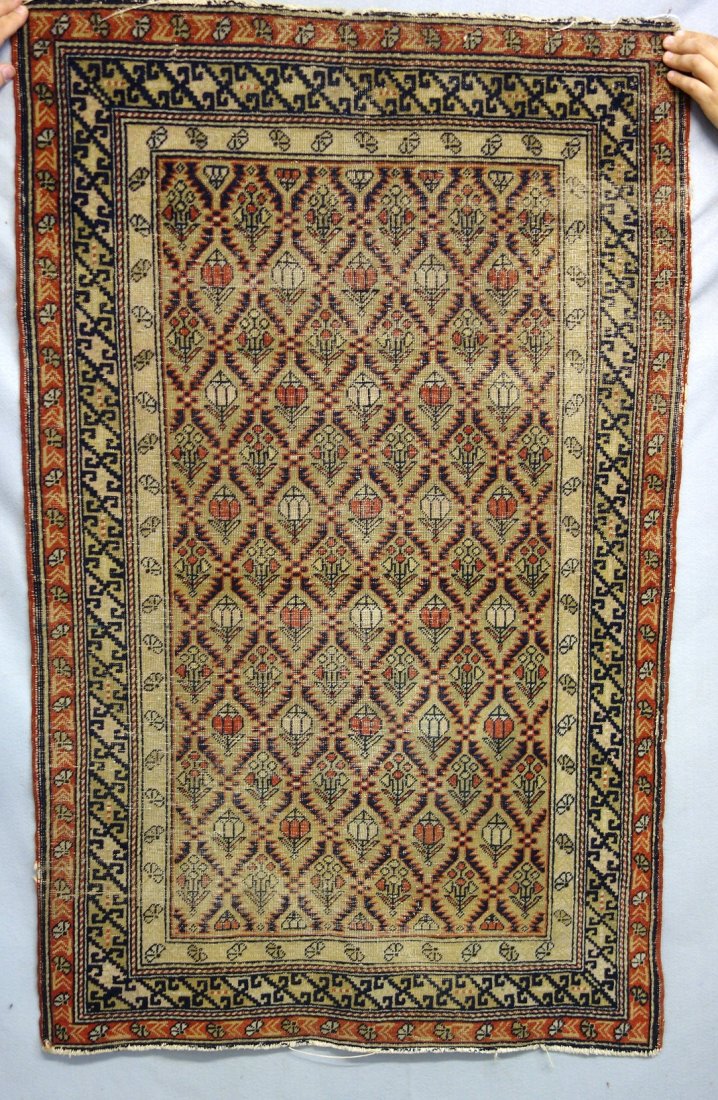 Oriental scatter rug - low pile, wear, good color - (1 of 4)