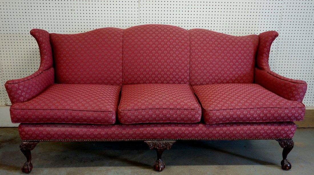 Chippendale style camel back sofa with ball and claw (1 of 4)