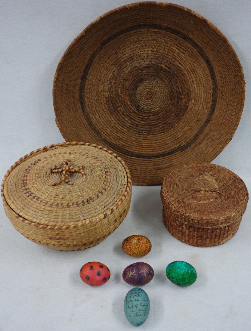 Three various indian baskets, late 19th to early 20th (1 of 6)