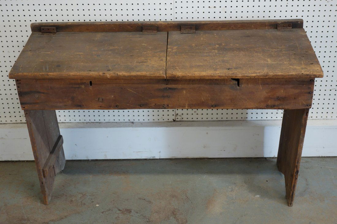 Primitive 19th century double lift top school desk with (1 of 4)