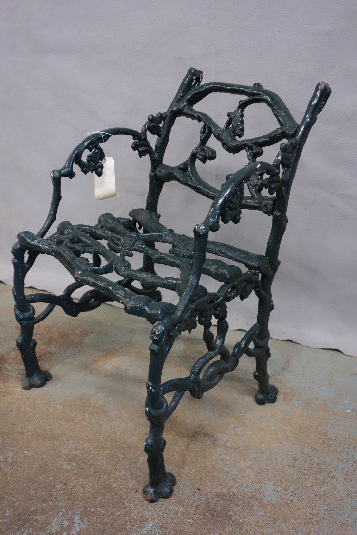 Rustic cast iron twig garden chair with arms, 19th (1 of 4)