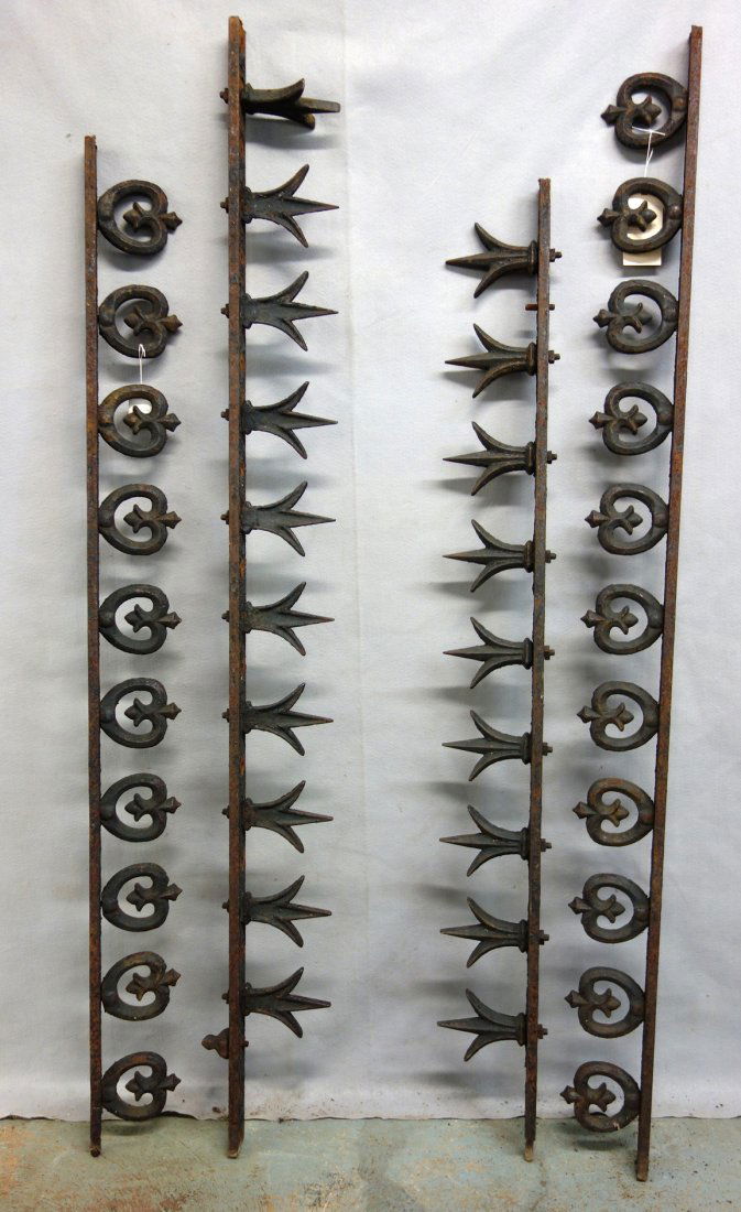 Four ornate 19th century iron fence rail caps, 2 with (1 of 3)