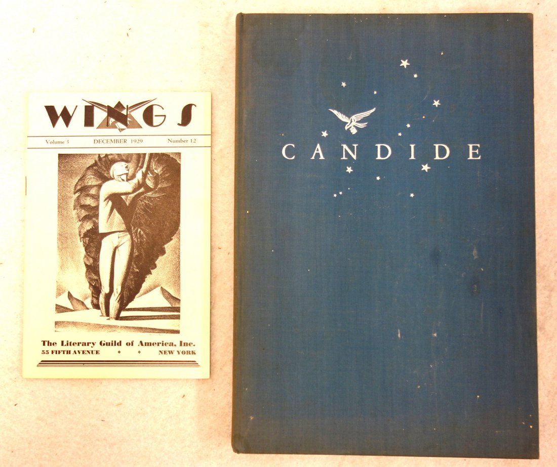 Book "Candide" by Jean Francois Marie and Arouet de: Book "Candide" by Jean Francois Marie and Arouet de Voltaire, illustrated by Rockwell Kent 1929. Good condition, some discoloration to the spine. Included is Vol. 3 Dec. 1929 Number 12, The Literary G