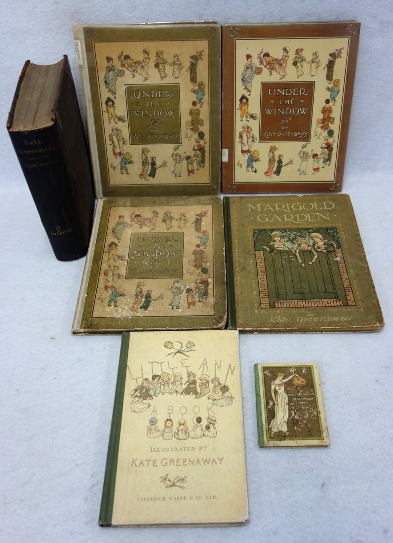 Grouping 7 vintage Kate Greenaway books, all from the: Grouping 7 vintage Kate Greenaway books, all from the period including "Under The WIndow" , "Marigold Garden", etc. most published in London by Frederick Warne & Co. Ltd. & NY - no date - some with li