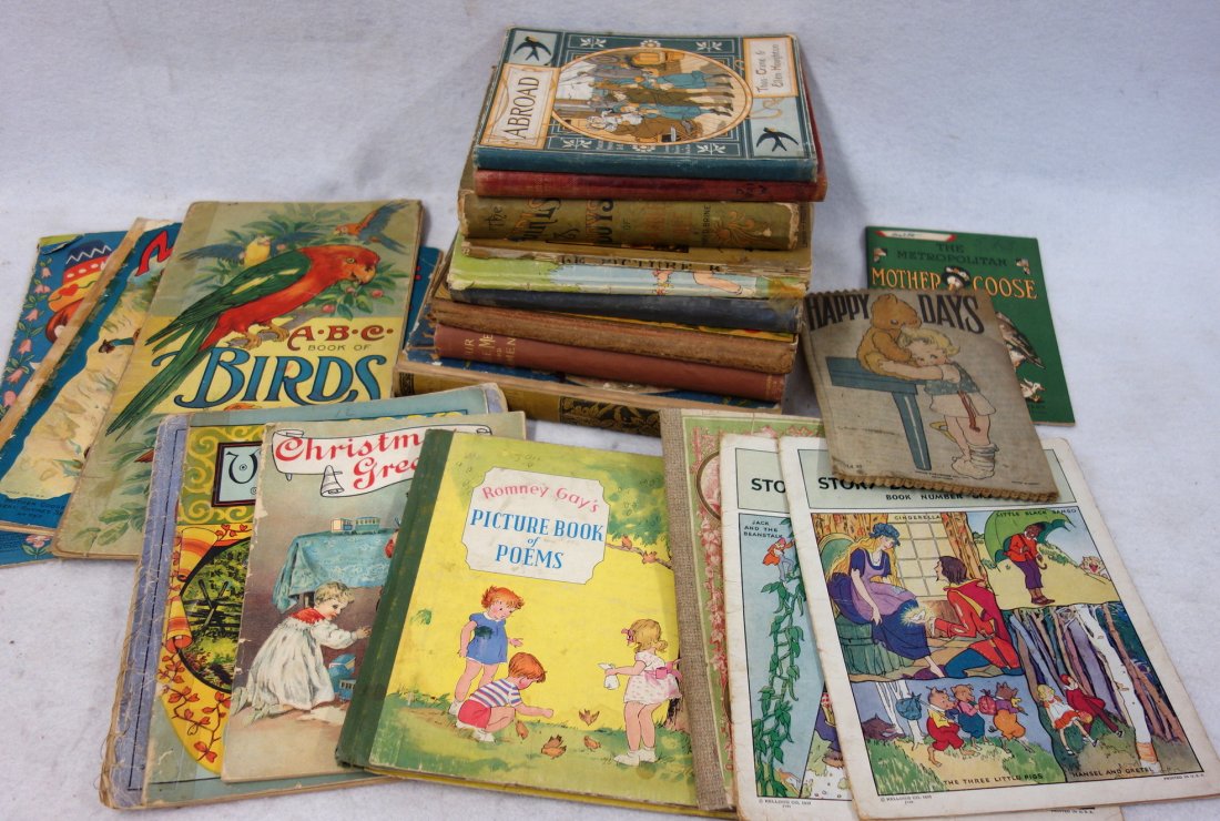 Collection of 22 Victorian era kid's books (13 soft: Collection of 22 Victorian era kid's books (13 soft cover) all with colorful cover art & profusely illustrated full pages of mostly children. Hardcovers include "Our Little Men and Women" 1892, "Child