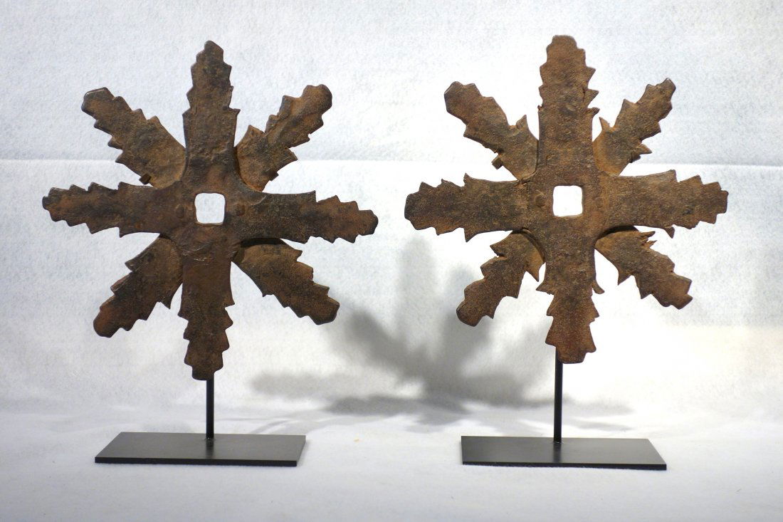 Rare pair of hand forged iron building stars  with 8 (1 of 2)