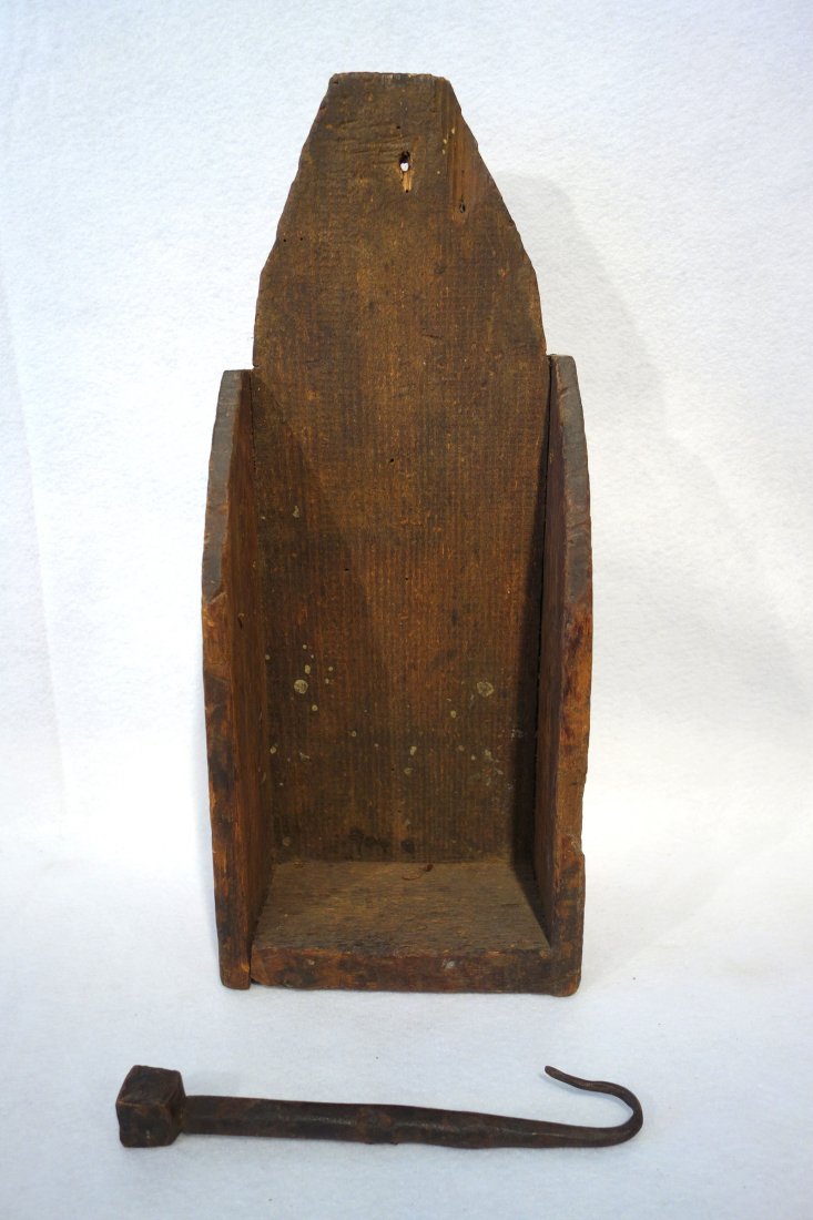 Hand forged iron Betty lamp holder, together with a (1 of 6)