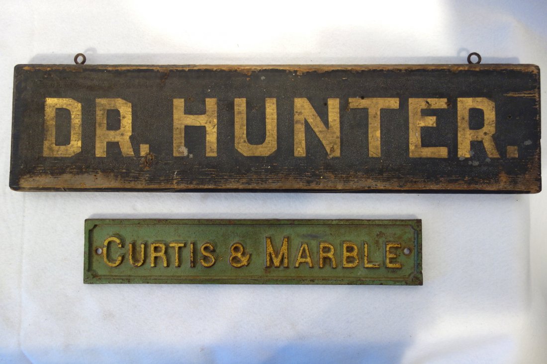 Two vintage signs including double sided wooden sign in (1 of 3)
