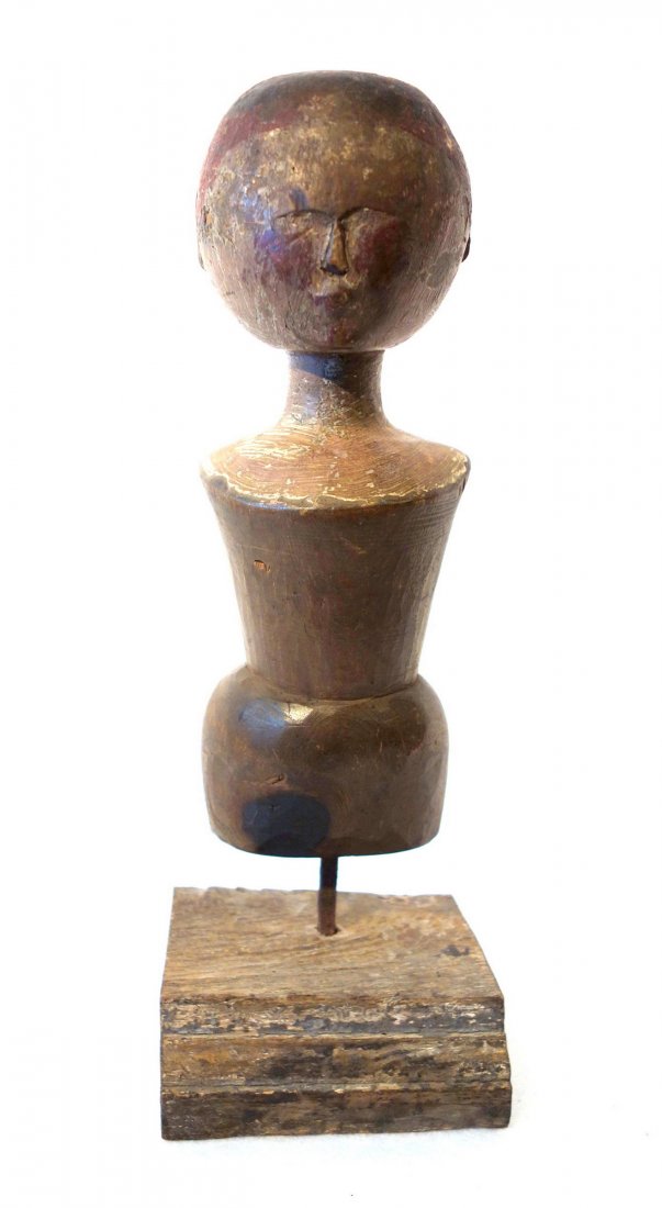 Folk art carved wooden doll figure, probably French (1 of 7)