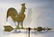 Primitive folk art copper rooster weathervane with - 7