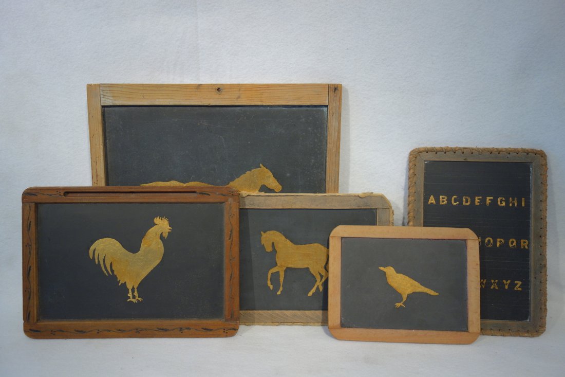 Five old slate boards with 20th century gold paintings (1 of 6)