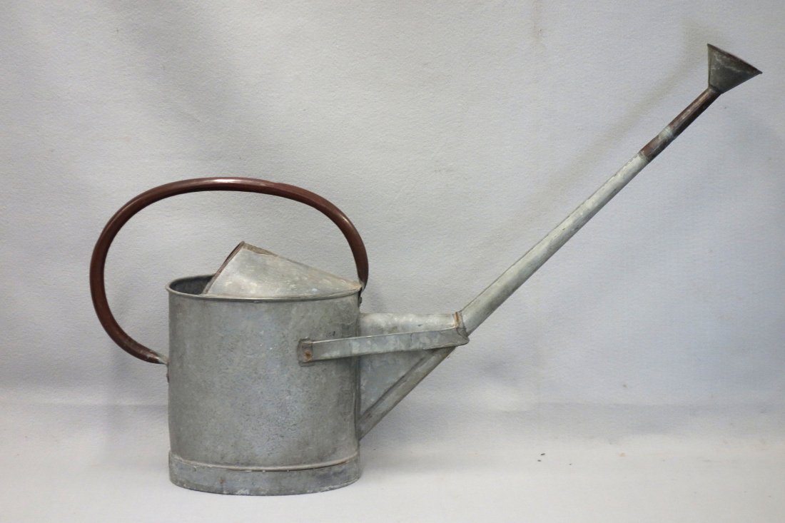 Large zinc watering can with brass nozzle and copper (1 of 4)
