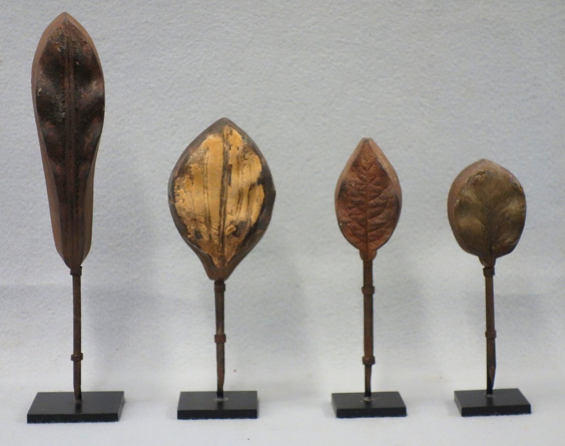 Four French cast iron flower and leaf millinery fabric (1 of 7)