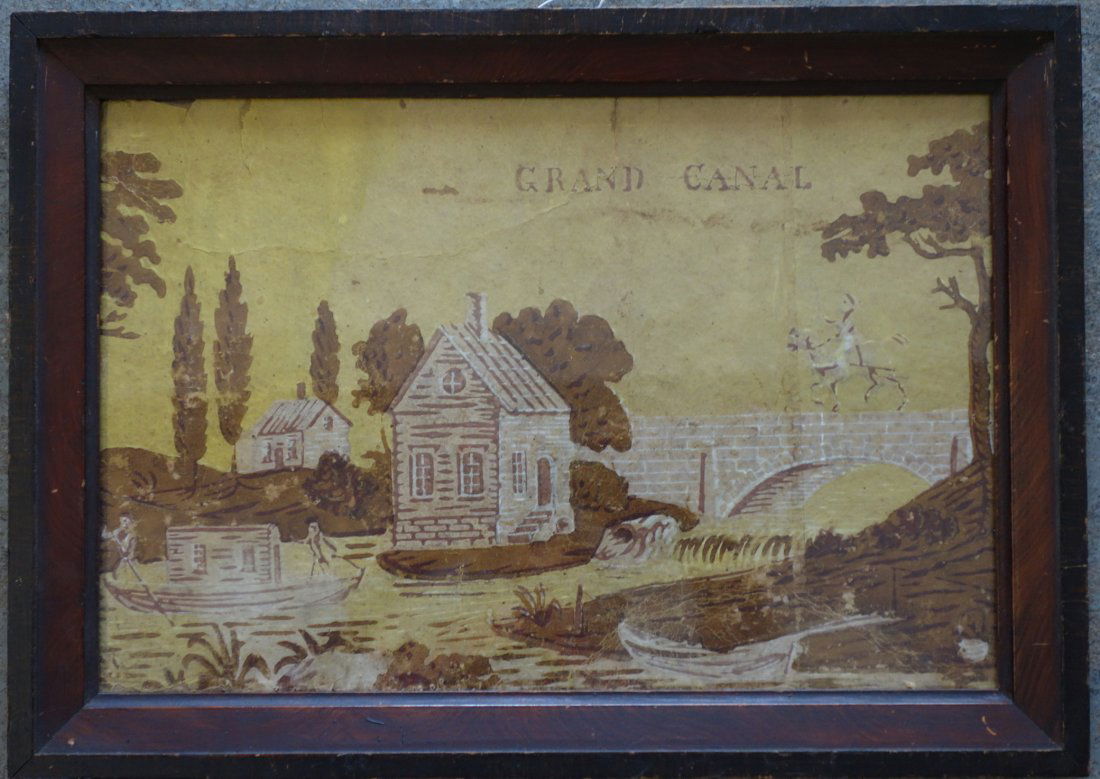 Framed wall paper fragment of the "GRAND CANAL", early (1 of 3)