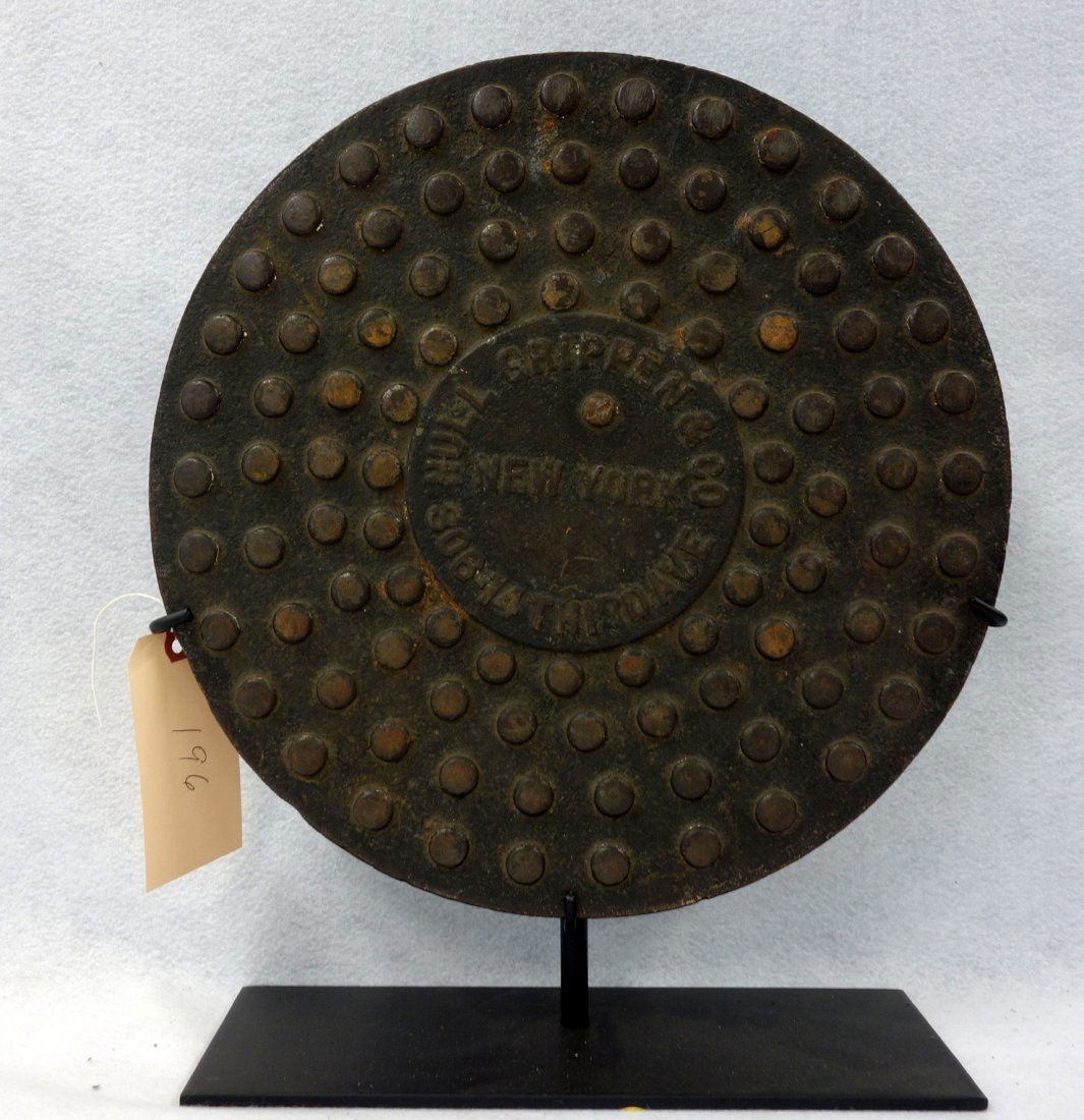 Cast iron coal chute cover decorated with embossed dots (1 of 4)