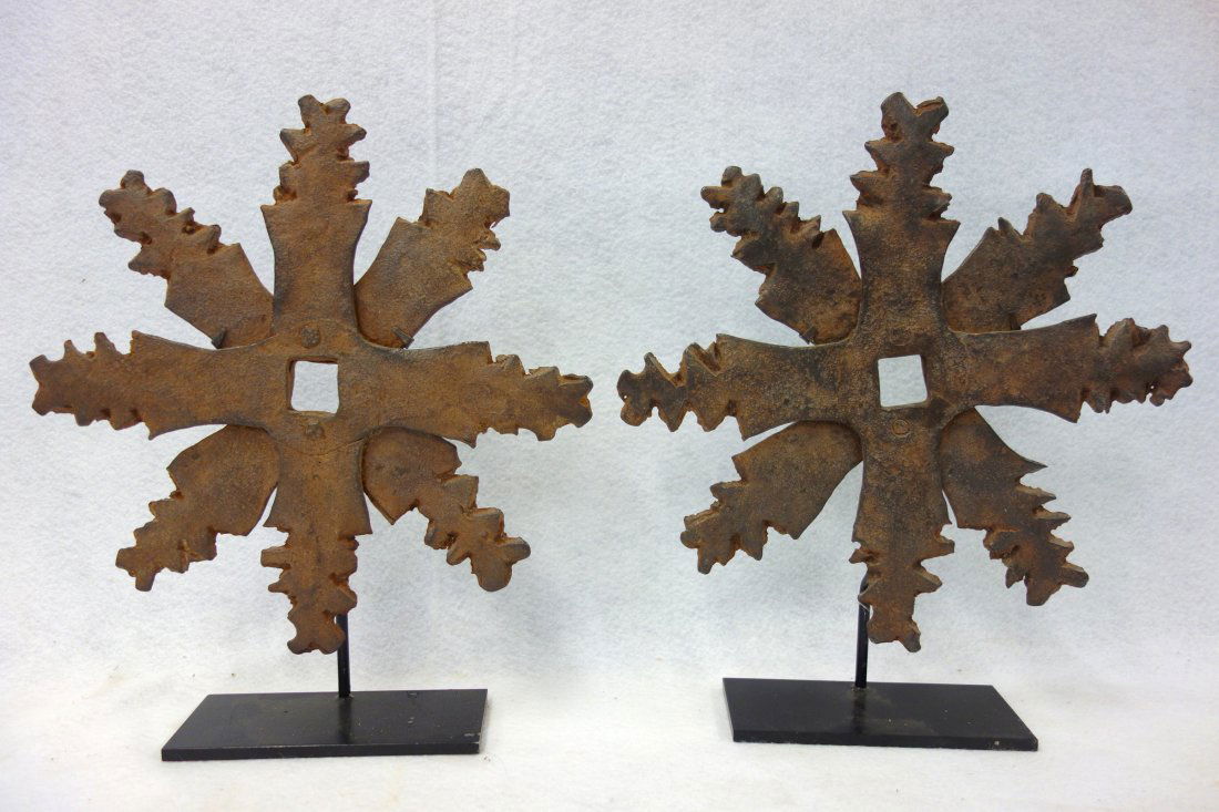 Pair of rare hand forged iron building stars with 8 (1 of 4)